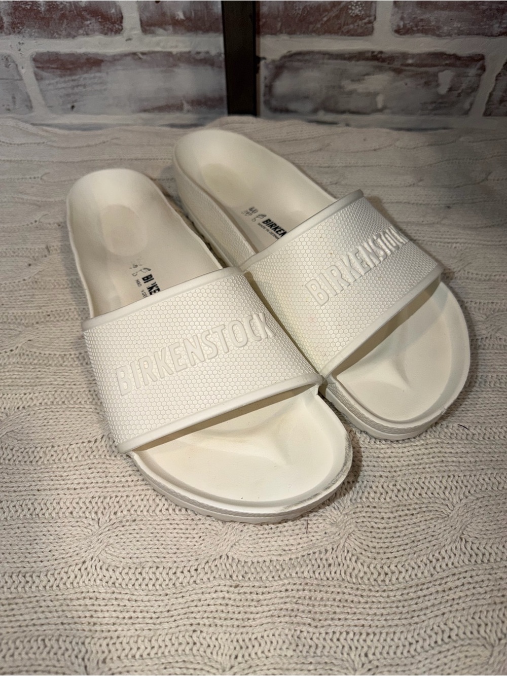Birkenstock White Barbados Essentials Slide Sandals EU 40